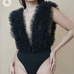Black statement deep cut body suit